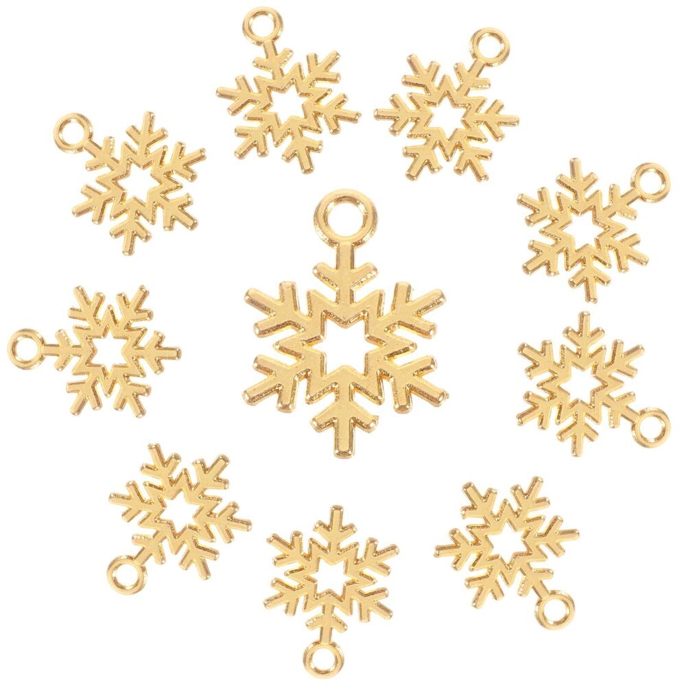 9522 100pcs Christmas Snowflake Charms Golden Alloy Snowflake Pendants Xmas